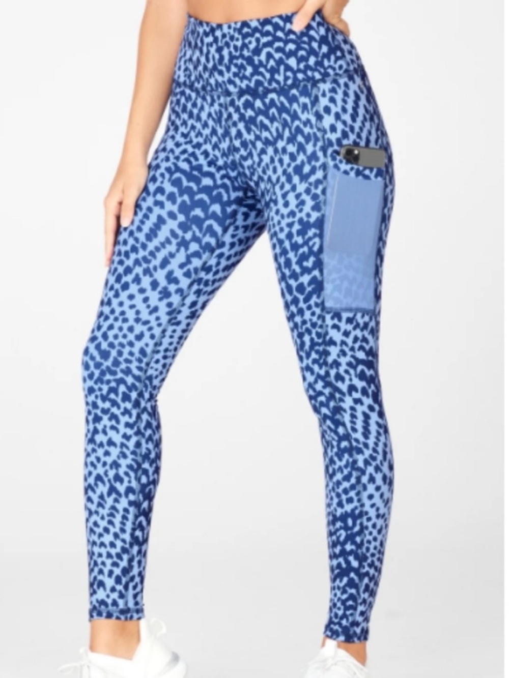 Fabletics on the go powerhold High-Rise Blue Animal Print Pocket Leggings Small